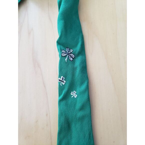 60s Green‎ Clover Skinny Tie - Picture 1 of 2